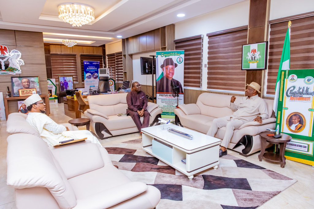 Together with Distinguished Senator Tokumbo Afikuyomi @ToksAfikuyomi, we paid a courtesy visit to one of the most performing, efficient and effective Minister of the Federal Republic of Nigeria, Chief Festus Keyamo, SAN @fkeyamo, The Minister of Aviation and Aerospace