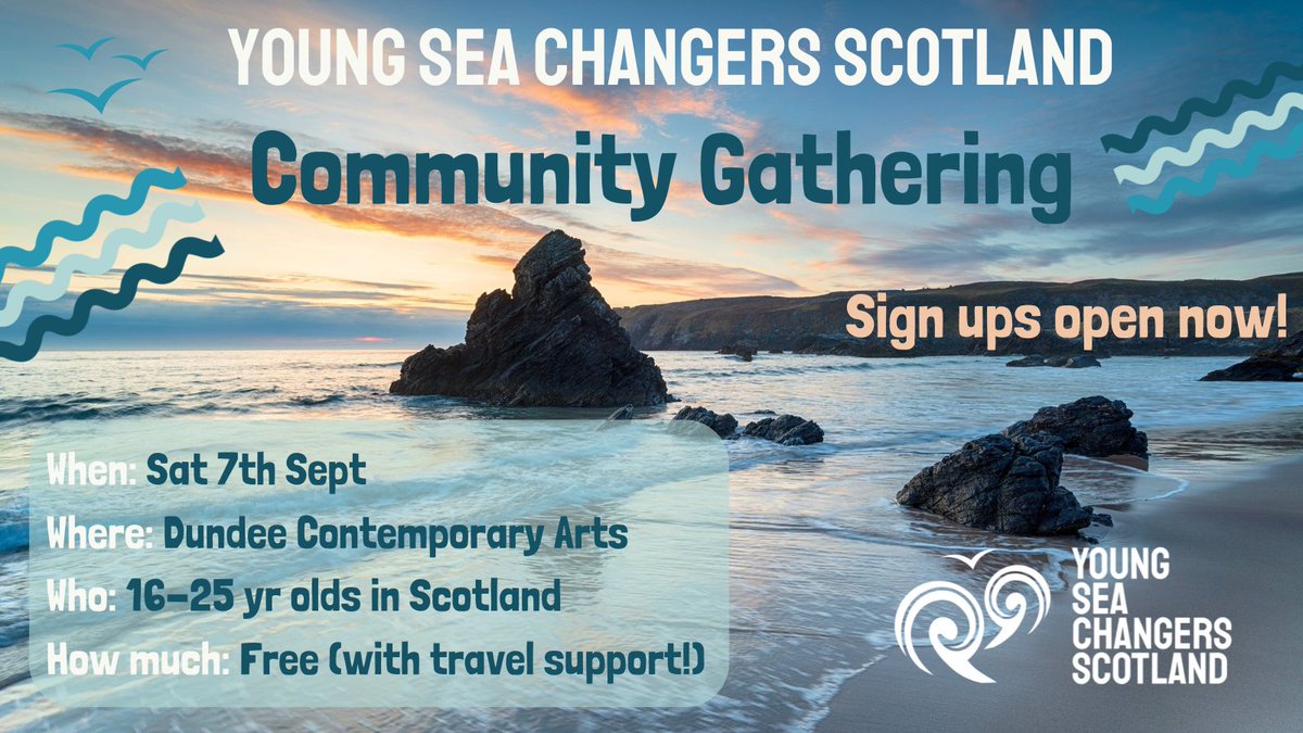 📣 Change of date 📣 Our first Community Gathering will now take place on Sat 7th September at @DCAdundee! If you're 16-25, living in Scotland and want to hone your marine policy skills and help build a community of young marine advocates, sign up now 👉 bit.ly/yscs-gathering