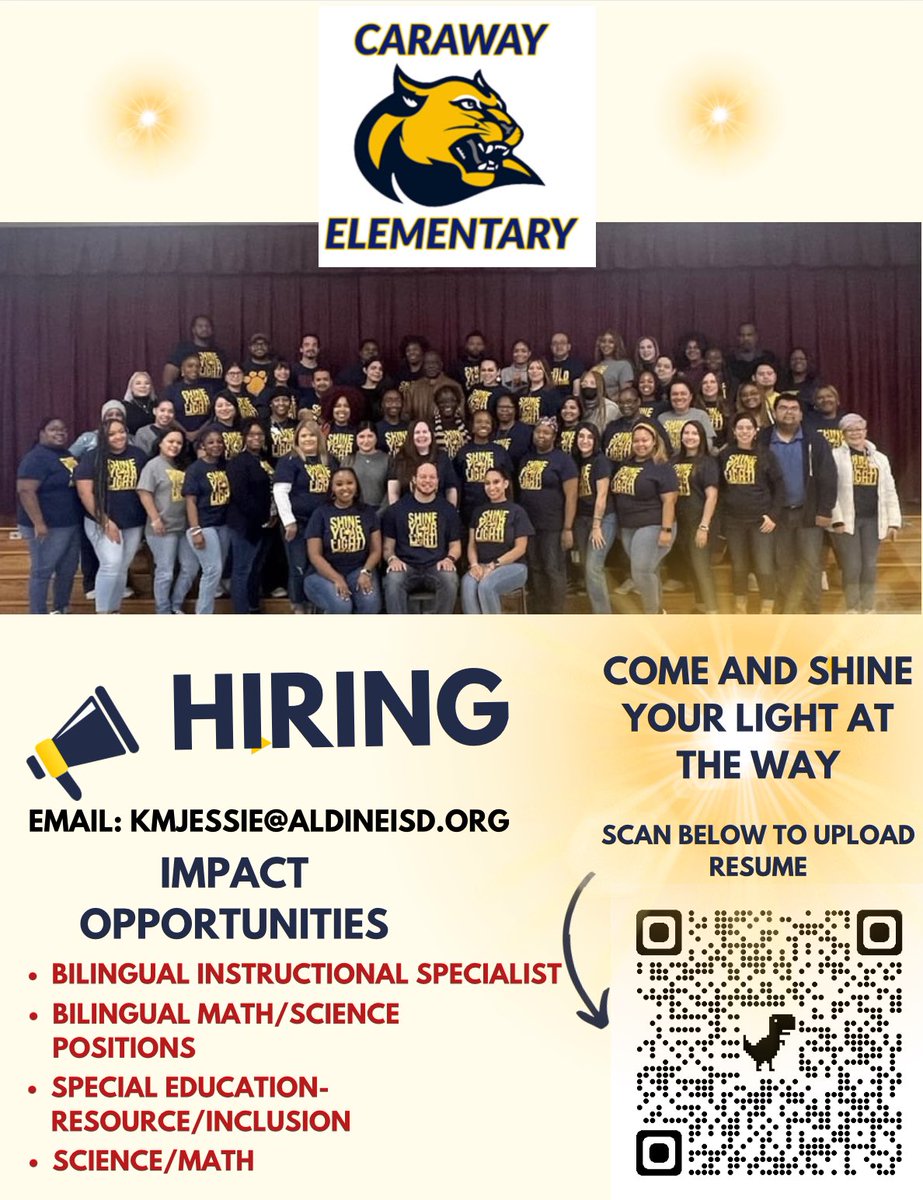 @CarawayES_AISD @MsColeman07 @_JanetTaylor we have a few opportunities at #TheWAY. Come and #ShineYourLight