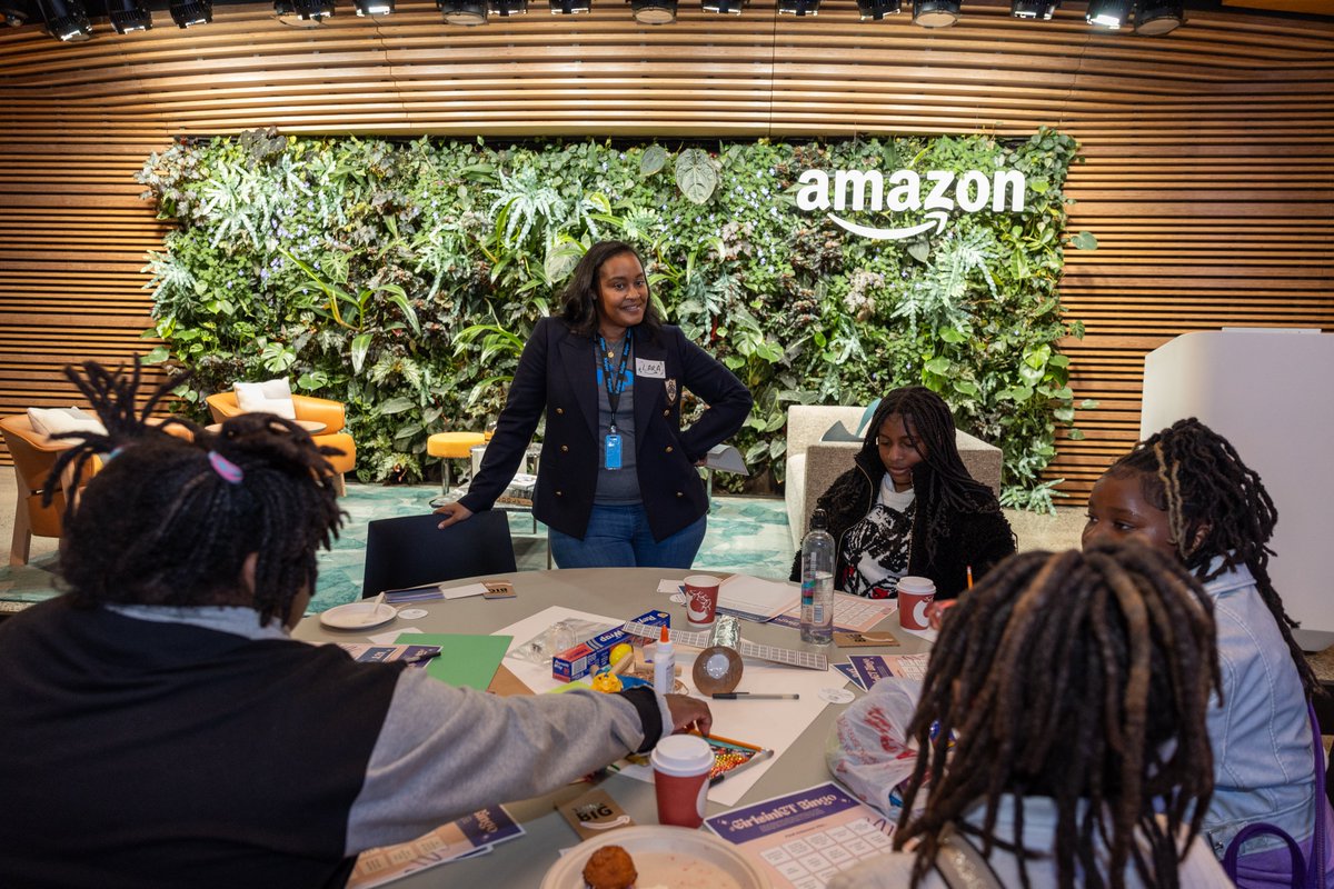 amazon_policy's tweet photo. To celebrate @ITU’s International #GirlsinICT Day, we're hosting students from Excel Academy in DC at #HQ2. The students are participating in an engineering project and hearing about careers from @Amazon women like Julie Zoller working on Project Kuiper, the low Earth orbit (LEO) satellite constellation that will provide fast, affordable broadband to unserved and underserved communities. #WomenInSTEM