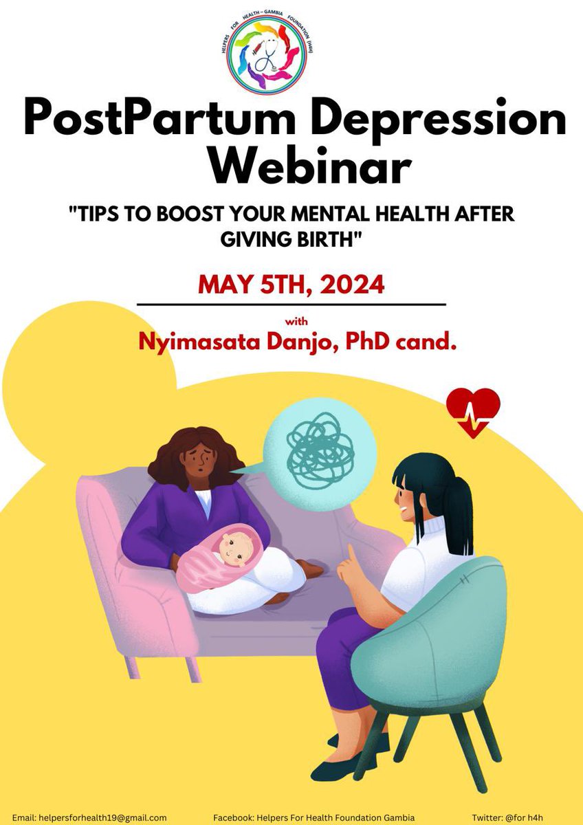 for_h4h's tweet photo. Heya! 
WE ARE BACK!!!
Our monthly health awareness series is back &amp; we will be talking about #PostPartum #Depression. A very common issue, yet goes undetected or neglected! #WomenLivesMatter 🇬🇲 https://t.co/FqdsD4s0gs