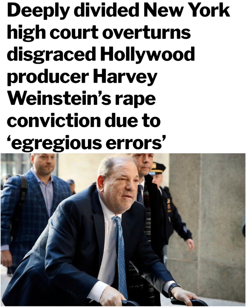 Harvey Weinstein's New York rape conviction has been overturned because the judge allowed “prior bad acts” evidence that was more prejudicial than probative. The law restricts such evidence... Read more here: facebook.com/share/p/ui9NMg… #HarveyWeinstein