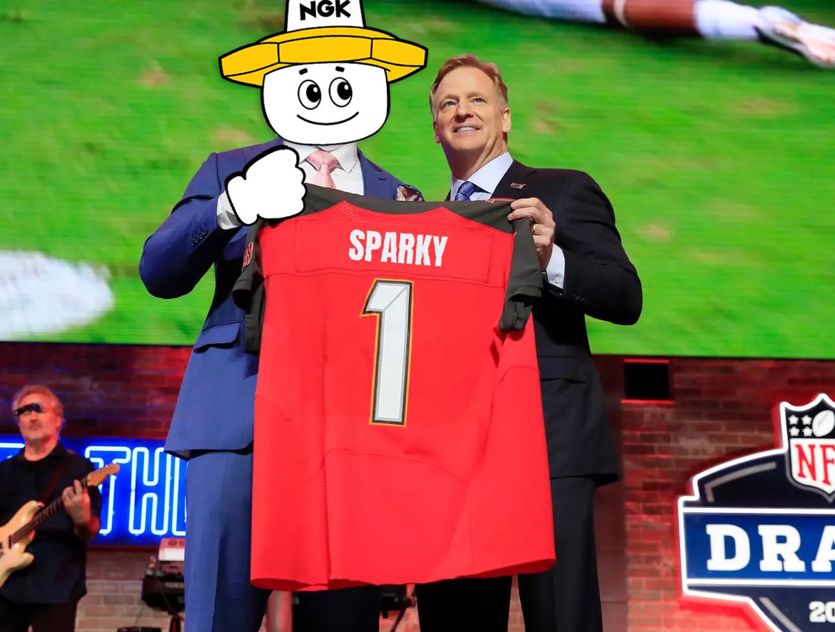 Sparky is the #1 draft pick for #TeamNGKNTK. 🔥 🏈 What are your draft predictions? #ngk #nfl #draft #nfldraft #football #mockdraft