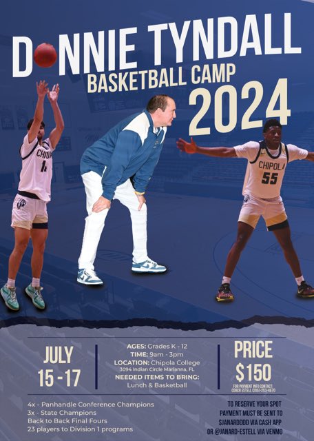 🚨Mark your calendars 📆 🗣️ Sign up for summer camp today! Register now to come run drills and receive instruction from the Chipola Men’s Basketball Staff & Players! REGISTER HERE: docs.google.com/forms/d/1-jyxI…