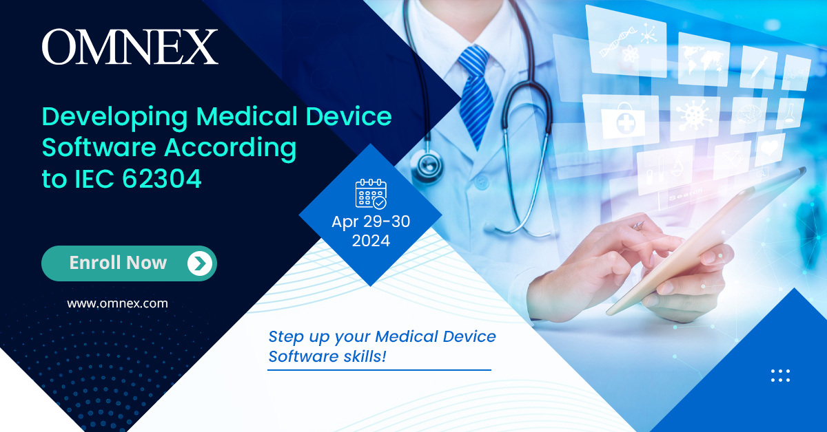omnexglobal's tweet image. Developing Medical Device Software According to IEC 62304
Date: Apr 29-30, 2024
Enroll Now: hubs.li/Q02v1dnX0

#MedicalDeviceSoftware #IEC62304 #SoftwareDevelopment #MedicalTechnology #ComplianceTraining #HealthcareTech #RegulatoryCompliance #QualityAssurance #Software #IEC