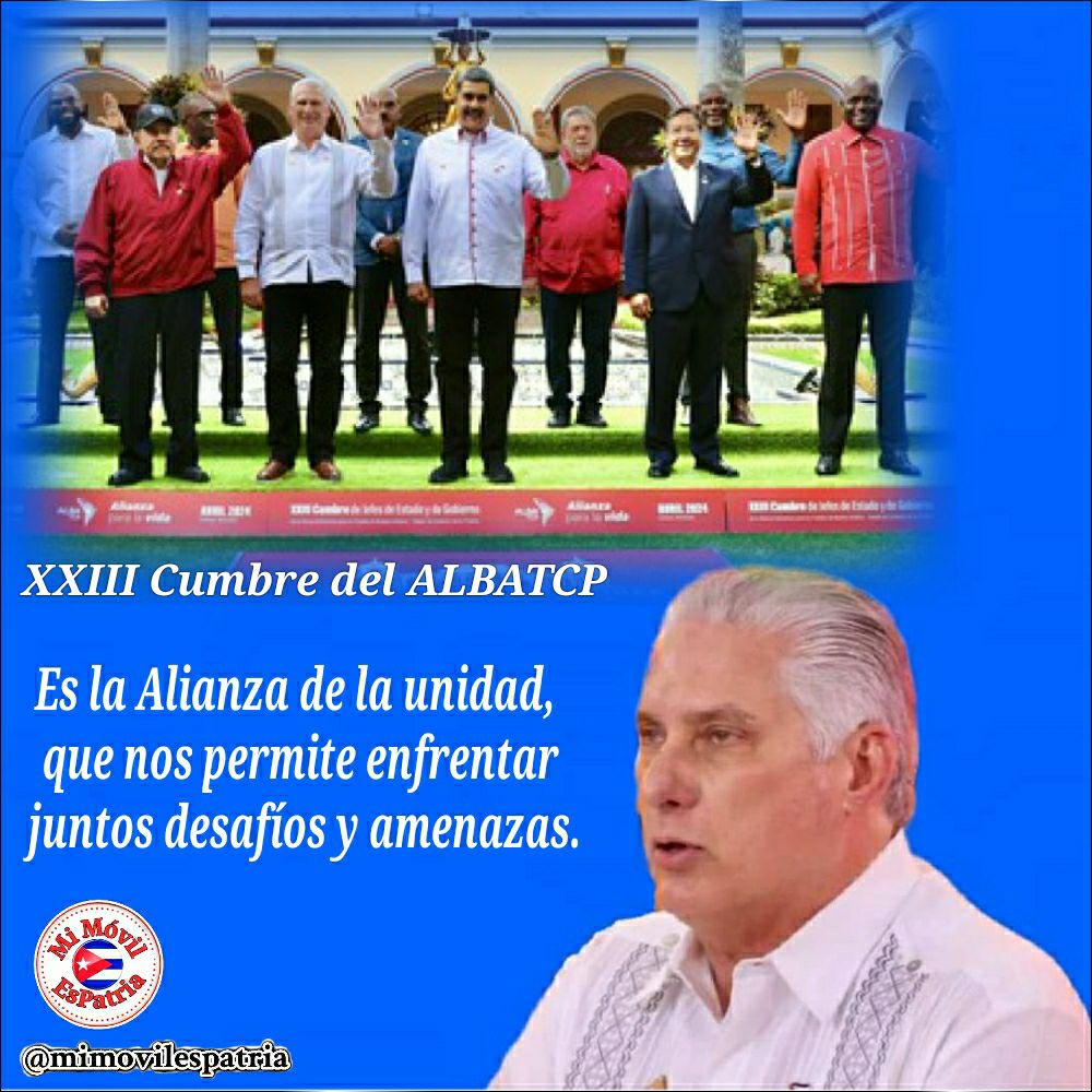 UNIDAD 
#ALBAUnida
#SanctiSpíritusEnMarcha 
#CubaPorLaVida
@DiazCanelB @DeivyPrezMartn1 @AlexisLorente74 @GeoPAlvarez @japortalmiranda @FeansiscoQ @JL_MarceloP @JLBrocheLorenzo @ssp_cpicm