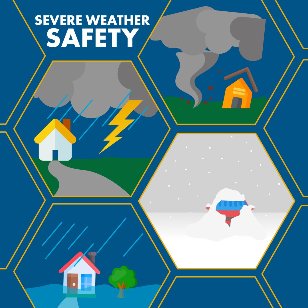 #SevereWeather ⛈️ can happen at any time. Know what hazardous weather affects your area so that you’re always prepared. 🌪️ Develop an emergency plan with your family and stay tuned into alerts. #Safety #Publicpower
