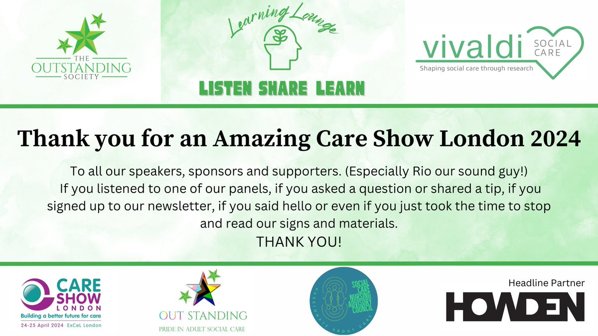 Thank you to everyone who made @CareShow London 2024 such an Outstanding one 💚 #careshow #careshowlondon #socialcare #theoutstandingsociety