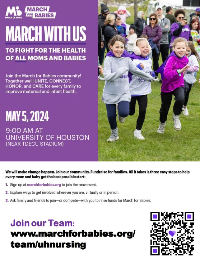 #MarchWithUs to fight for the health of ALL moms and babies! Sign up at marchforbabies.org or join our team at marchofbabies.org/team/uhnursing

#UniversityofHouston #UHGessnerCollegeOfNursing #Nursing #MarchOfDimes #MarchForBabies