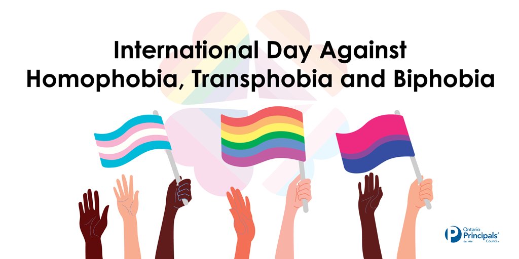 Today is the International Day Against Homophobia, Transphobia & Biphobia to draw attention to the violence & discrimination experienced by lesbian, gay, bisexual, transgender, intersex & all others with diverse sexual orientations, identities or expressions.