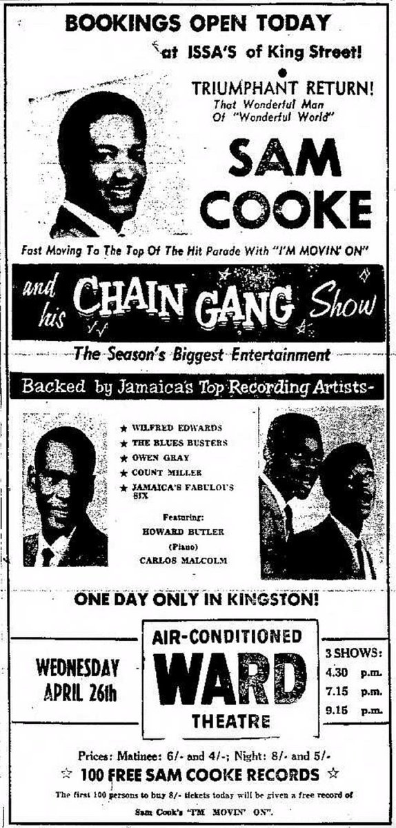 OTD ✨️ 

April 25-26, 1961 Ward Theatre, Kingston, JAM

#SamCooke