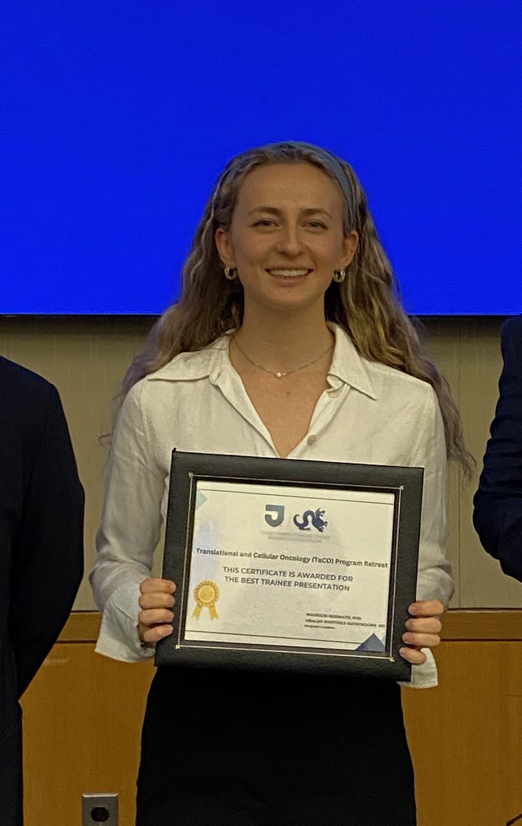 DrexelMCBG (@drexelmcbg) on Twitter photo Big congrats to Riley🧬🎉
<a href="/DrexelMcbg/">DrexelMCBG</a> PhD Student
Riley Young <a href="/LabReginato/">Reginato Lab</a> <a href="/DrexelBiochem/">Drexel Biochemistry & Molecular Biology</a> <a href="/DrexelMedicine/">Drexel University College of Medicine</a>
won the 1st Place for Best Trainee Short Talk
Translational Cellular Oncology Retreat
Sidney Kimmel Cancer Center Research Consortium <a href="/KimmelCancerCtr/">Sidney Kimmel Comprehensive Cancer Center</a>
Well done Riley 🤩 Big congrats to Riley🧬🎉
<a href="/DrexelMcbg/">DrexelMCBG</a> PhD Student
Riley Young <a href="/LabReginato/">Reginato Lab</a> <a href="/DrexelBiochem/">Drexel Biochemistry & Molecular Biology</a> <a href="/DrexelMedicine/">Drexel University College of Medicine</a>
won the 1st Place for Best Trainee Short Talk
Translational Cellular Oncology Retreat
Sidney Kimmel Cancer Center Research Consortium <a href="/KimmelCancerCtr/">Sidney Kimmel Comprehensive Cancer Center</a>
Well done Riley 🤩