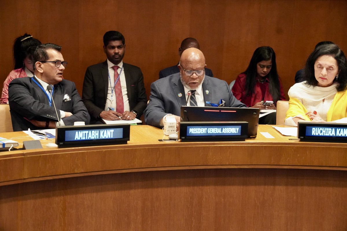 UN_PGA's tweet photo. A pleasure to speak today at the First Conference on Digital Public Infrastructure hosted by @IndiaUNNewYork.

While we celebrate the advancements in digital connectivity, we must also acknowledge that approximately 3 Billion people – or 37 % of the world’s population – have never used the internet.

I underscore that – with the ambitious intergovernmental process of developing a Global Digital Compact underway as part of Summit of the Future in September – we have an opportunity to close the digital divide and expand digital infrastructure. @StackCitizen