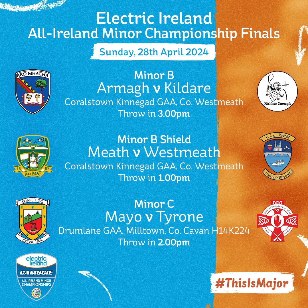 Watch all of the action live from the Electric Ireland Camogie Minor Championship Finals 🏆 We will be live streaming the games over the weekend! 📺 Tune in here: electricireland.ie/cmc #ThisIsMajor