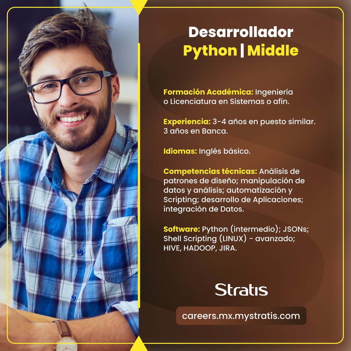 mystratis's tweet photo. ¡Forma parte de nuestra comunidad y desenvuelve tus conocimientos en un ambiente lleno de oportunidades de crecimiento! 📷📷 📷 #OportunidadLaboral #empleodisponible #vacantedisponible #empleoMexico #vacantesmexico #hiring #CDMX #vacantesCDMX #areatecnologica #tecnologia https://t.co/OE2RO6aUJV