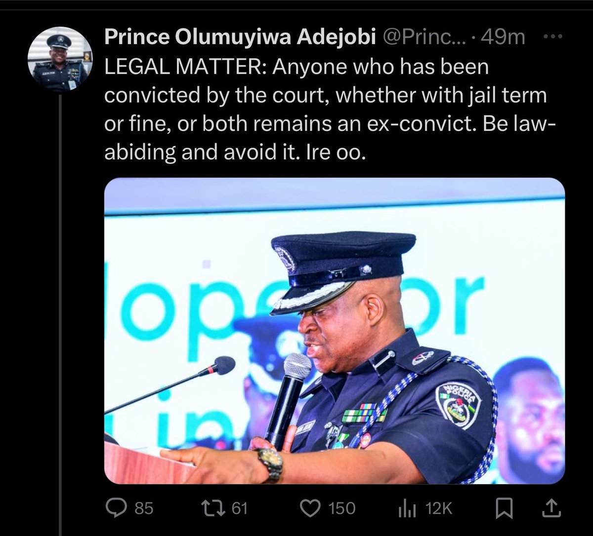 Maybe he has forgotten that the Batidiots in Aso Rock is an Ex-convict.