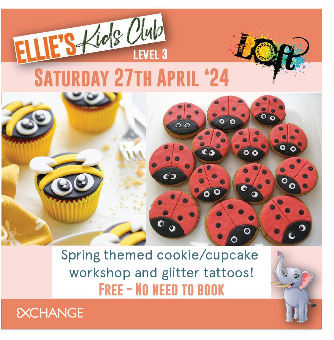 Don't miss #ElliesKidsClub this Saturday in The Loft on level 3! Come along between 10am & 4pm for a super spring themed cookie/cupcake #workshop and glitter tattoos! 😋🧁 No need to book - FREE fun for all the family! #ellieskidsclub #ilford #redbridge #ilfordparents @InIlford