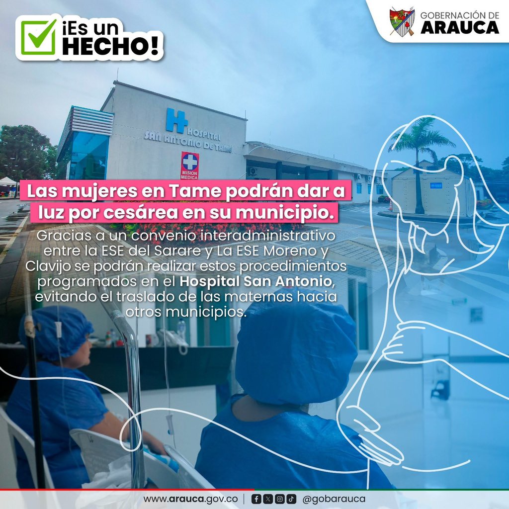 GobArauca's tweet photo. ✅ ¡Es un hecho! A instancias del Gobernador @MartinezPRenson, el Gerente de la Ese Moreno &amp; Clavijo Wilder Ortiz recibió la tarea, al asumir su cargo el pasado 01 de abril, de habilitar el servicio de atención de partos por cesárea. https://t.co/gfFkPxbFVk