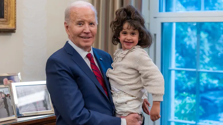 President Biden posted this photo of himself with Avigail Idan, a 4-year-old taken hostage on October 7 and released in November. Avigail saw her parents murdered by terrorists and is now being raised by her aunt and uncle. The president wrote: 'She is amazing and recovering…