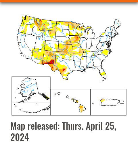 💙 Well look at this! 
This is the most current US Drought Monitor map.
We are looking much better than a year ago. This means less wildfires across the Country. It means better pastures  &amp; crop planting conditions.  Praise God!!!