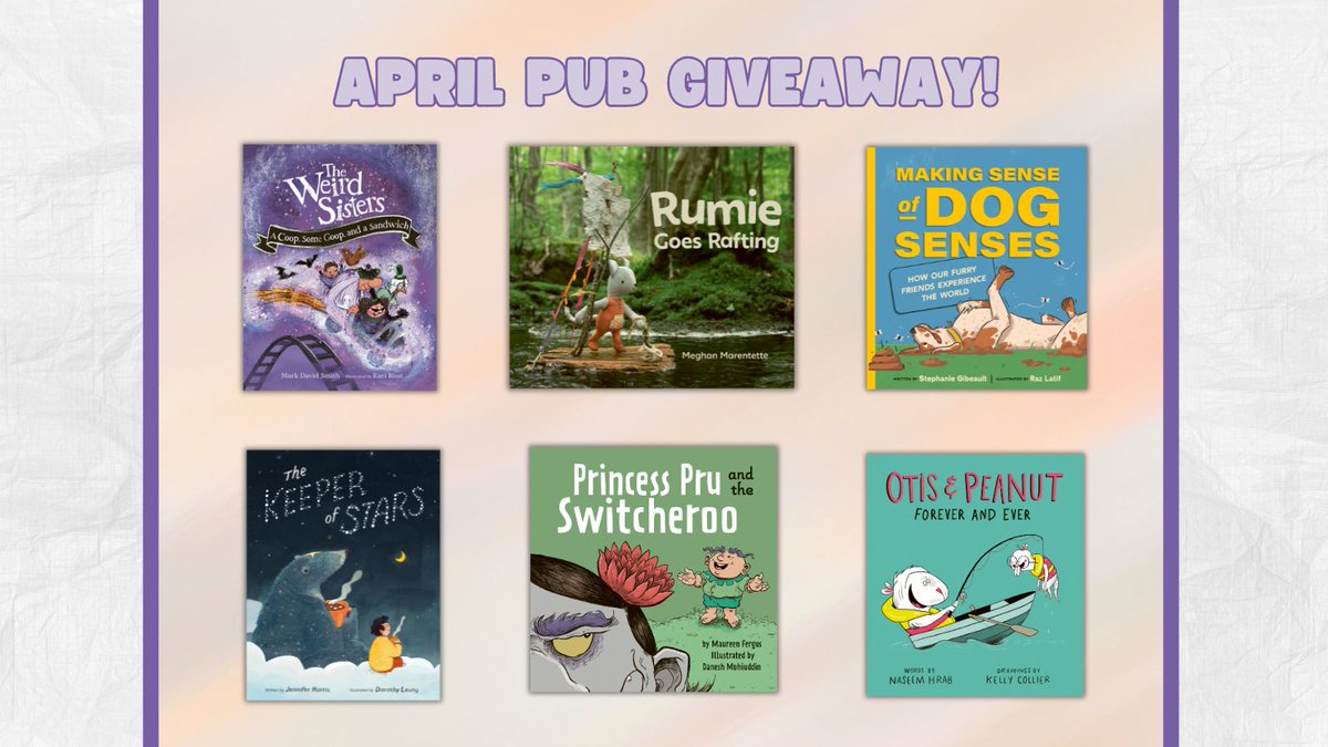 #GIVEAWAY 🚨 LIKE + SHARE + FOLLOW for a chance to #WIN our APRIL Pub Prize Pack featuring SIX #KidLit titles! #Contest ends Friday, April 26, 2024 at 12PM EST. Winner will be chosen randomly and contacted via DM. CAN & US only.