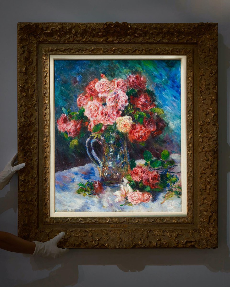 🎨 Discover Renoir's vibrant still lifes like 'Roses dans un vase de cristal' circa 1879, showcasing his bold experimentation with color. Experience his dynamic artistry at #SothebysNewYork this May in the Modern Evening Auction. 🖌️