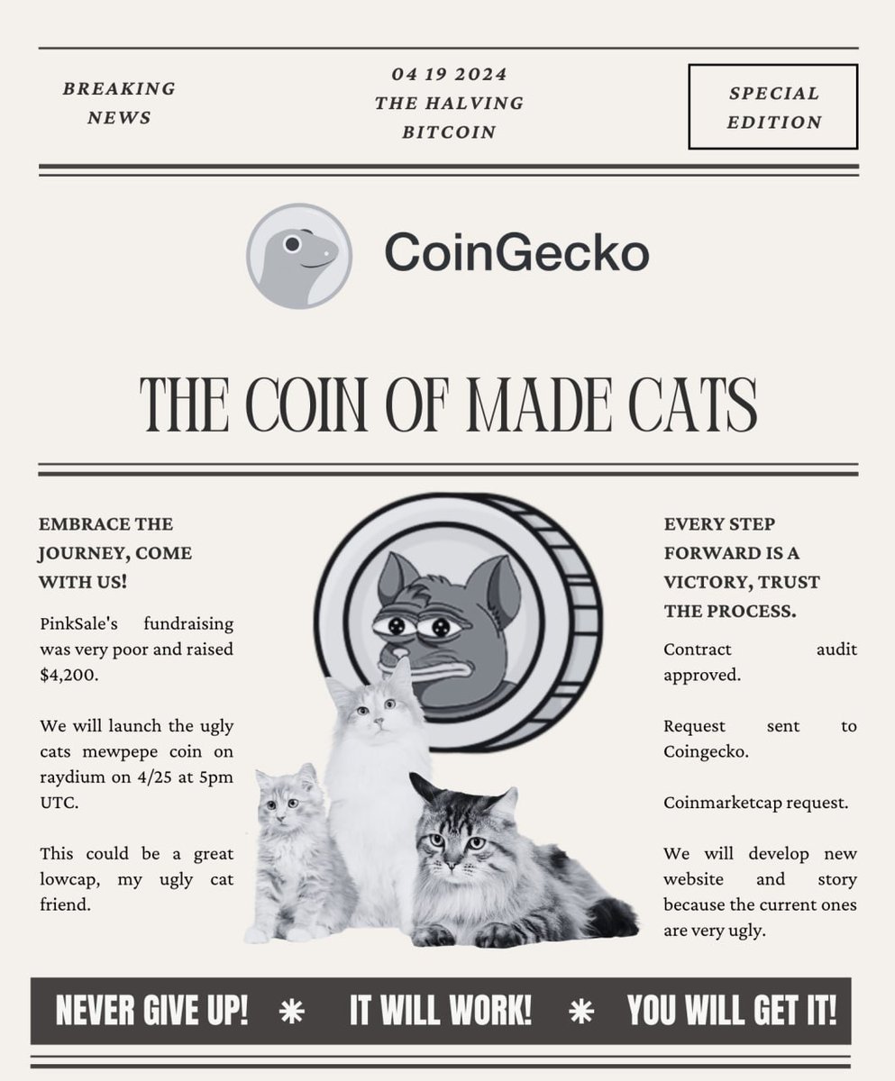 MewPepeOfficial's tweet photo. Great things being cooked for the community!!!!!! 😎☄️

🚀 #MewPepeOnRaydium today at 5:00pm UTC!

🔄 MEWPEPE/SOL: https://t.co/V4jAcGODw4

♥️ #MewPepeCommunity: https://t.co/xhYDzCZ6Xo

#solana #solanalaunch #mewpepesolana #memecoin #pepe #meow #binance https://t.co/aPZoo7zO5h