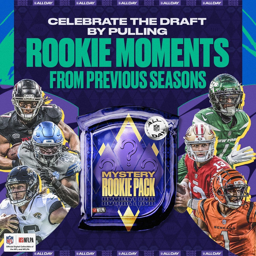 Think you know what will happen tonight in the #NFLDraft ? 🔮 Put your knowledge to the test in our Prediction Playbook! Earn packs containing previously-minted rookie Moments from the past 3 seasons 🤩 ⏰ Make predictions here before 8 PM ET: allday.football/PickTheDraft ✨