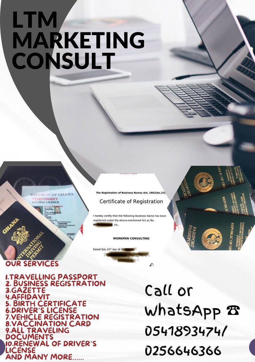 murphy_lynx's tweet photo. @Serwaa_Amihere In need of the following services, look no further than LTM marketing consult.   

Express passport 
Express birth certificate 
Express affidavit 
Express Gazette 
Express driver’s license 🪪 
Express business registration 
Renewal of driver’s license 
Vehicle registration https://t.co/3QYNAPMe2V
