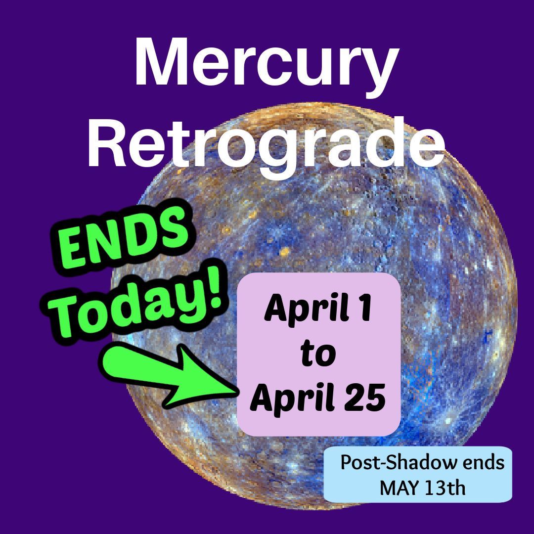 Mercury Retrograde ENDS TODAY!! Although the post-shadow will linger until May 13th
🌏 
Retrograde, Moon & Decision Dates: buff.ly/3SES6NX
#MercuryRetrogradeisover #followtheflow #createalifeyoulove  #findingyourfiji #loveyourlife #vacationlifestyle #makebetterdecisions