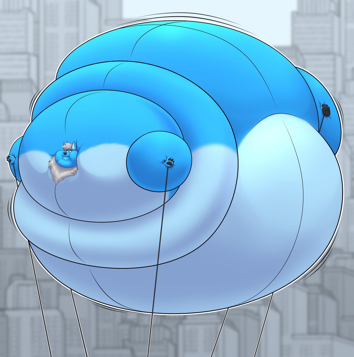 I saw that the parade was coming up, so I decided to volunteer and help out. I thought choosing parade balloon meant handling the balloon from the ground. I didn’t think I was going to be the parade balloon! Wonderful YCH by @EddieFragoso! Thanks so much! X3c