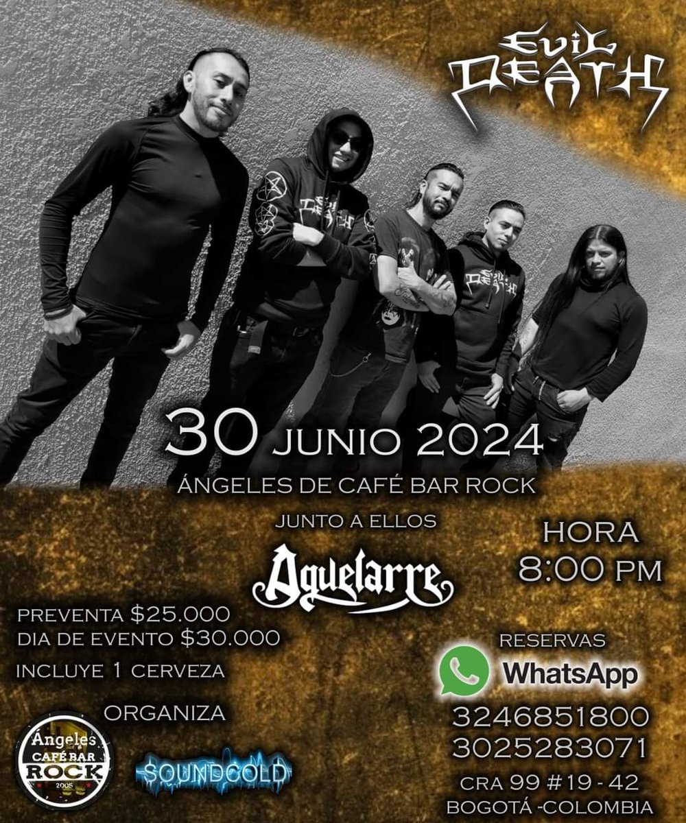 Evildeathoffic's tweet photo. ¡Marquen sus calendarios! El 30 de Junio de 2024, EVIL DEATH llega a Angeles de Cafe BAR ROCK para una noche llena de rock 'n' roll y pura energía. Y eso no es todo, ¡nos acompañará la increíble agrupación Aquelare #EVILDEATH #Aquelarre#RockOn 🎶🔥 @henryrage @Radiorageofi https://t.co/HBcOd8jBbx