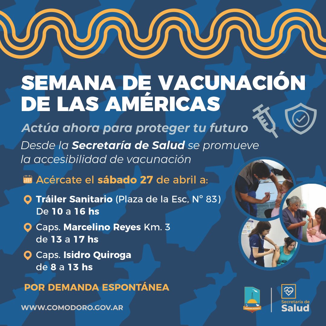 En la Semana de Vacunación de las Américas, recordamos que protegernos es cuidar de nosotros mismos y de nuestra comunidad. Acercate y sumá protección para vos y tu familia