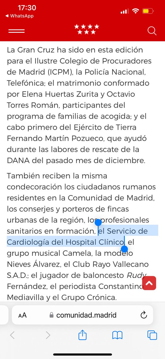 CardioRed1's tweet photo. ¡Un Servicio que se lo merece! El mayor reconocimiento otorgado por la Comunidad de Madrid https://t.co/n2QvW3ujL4 https://t.co/sH1QlZIsfS