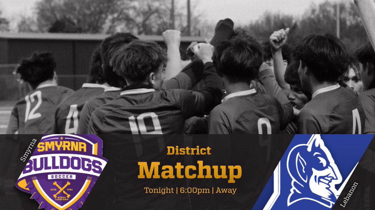 The boys are traveling out to Lebanon to face the Blue Devils in another district matchup. Come out and support as the boys work to keep their winning streak and earn the 3 points in district play! #onlyoneshs @smyrnaathletics @cecil_joyce