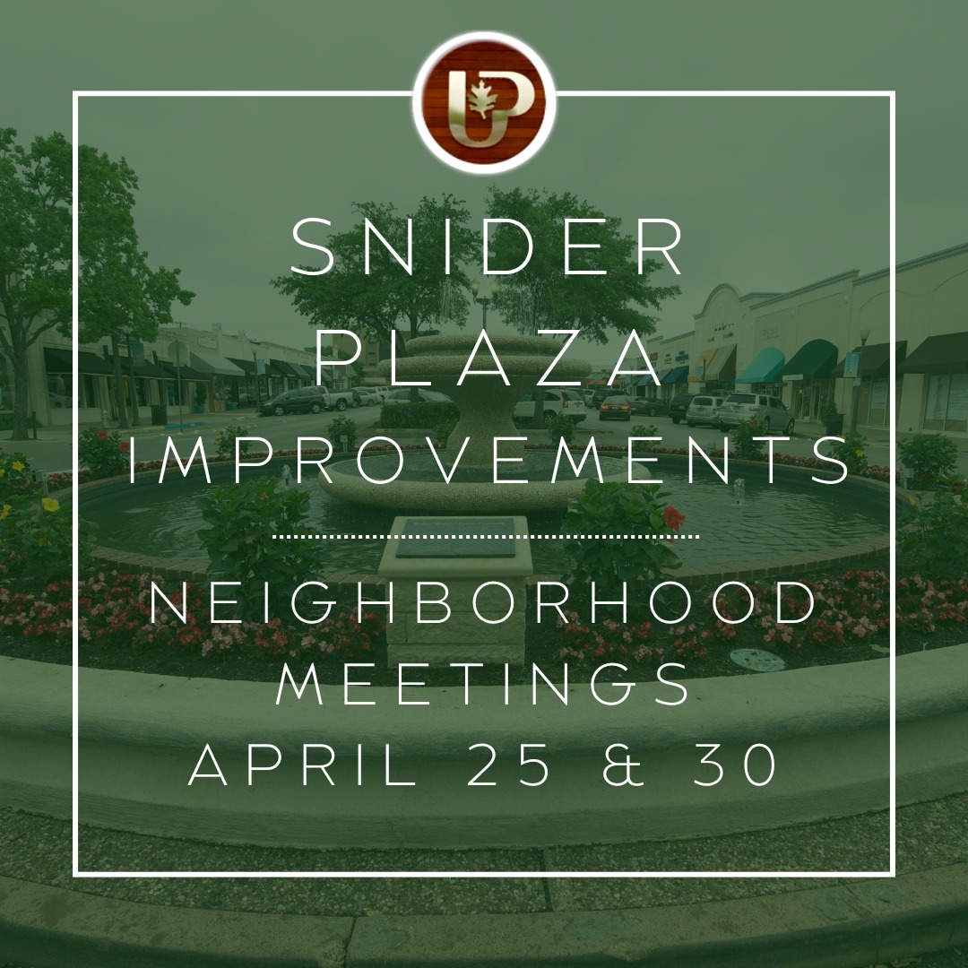 The Snider Plaza Improvements Virtual Meeting is today at 2 p.m. Link to register: register.gotowebinar.com/register/13884…