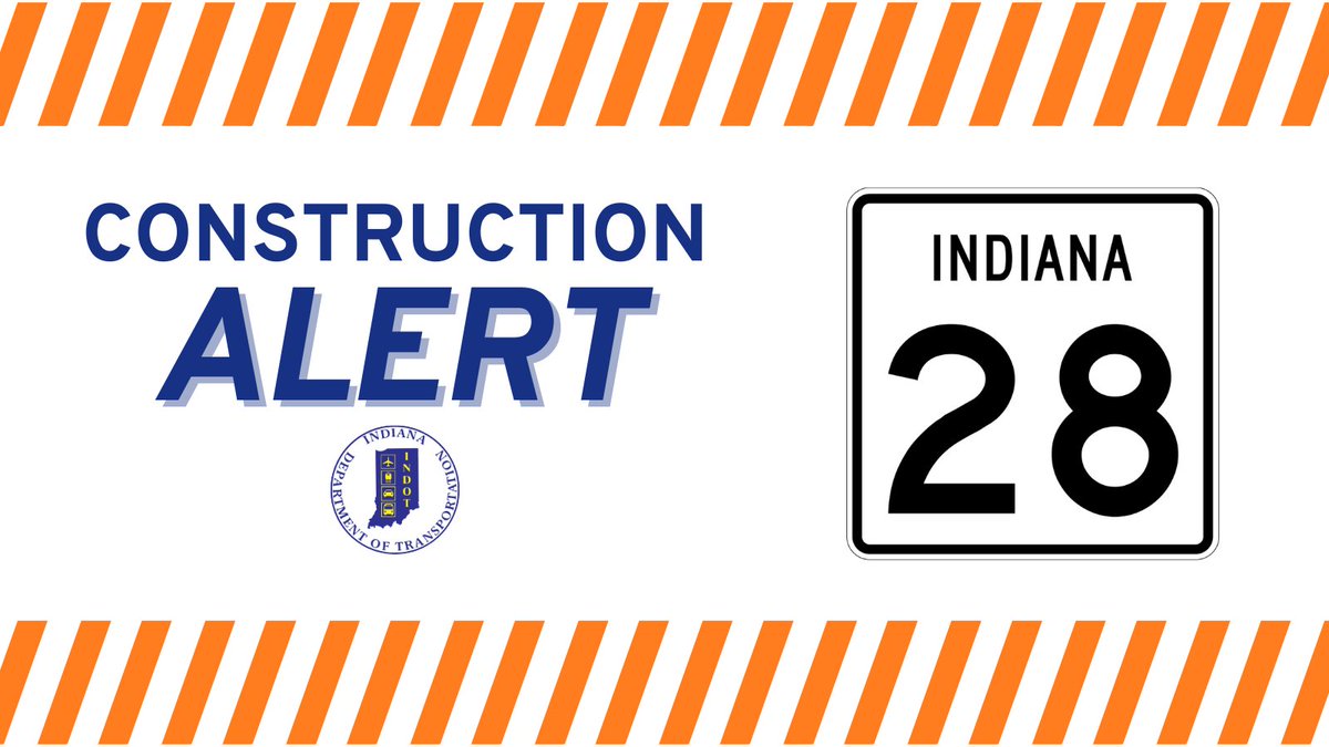 🦺🚧 CONSTRUCTION ALERT: State Road 28 between I-65 and just west of U.S. 421 will see lane closures over the next few days, beginning today, 4/29. This will impact the Frankfort/Jefferson areas. Crews will be refurbishing pavement markings on the road to enhance driver safety.