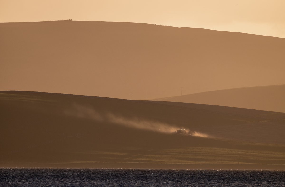 Working the land. Looking across Stenness Loch towards Seatter. #Orkney