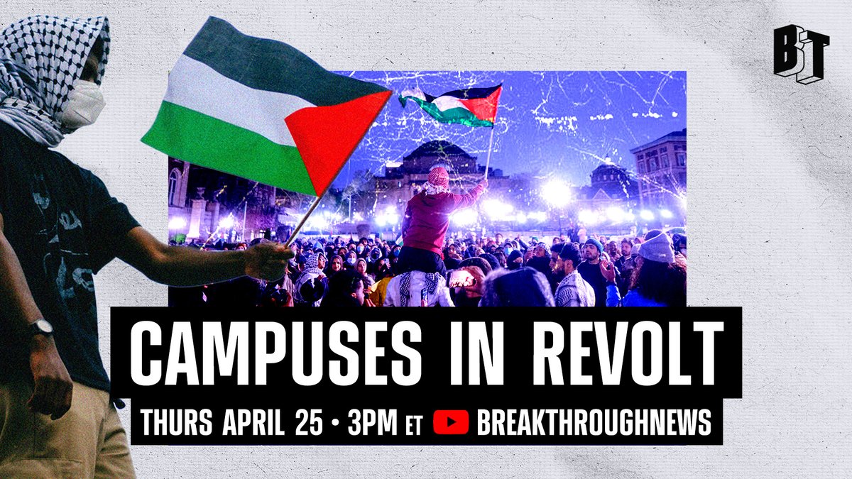 On The Freedom Side LIVE today: -Student uprisings for Palestine -Lebanese front of Gaza war -US gov’t greenlights more war & TikTok ban -Volkswagen workers’ historic union victory -Supreme Court weighs criminalizing homelessness WATCH at 3pm ET: youtube.com/live/dTkoBn1mz…