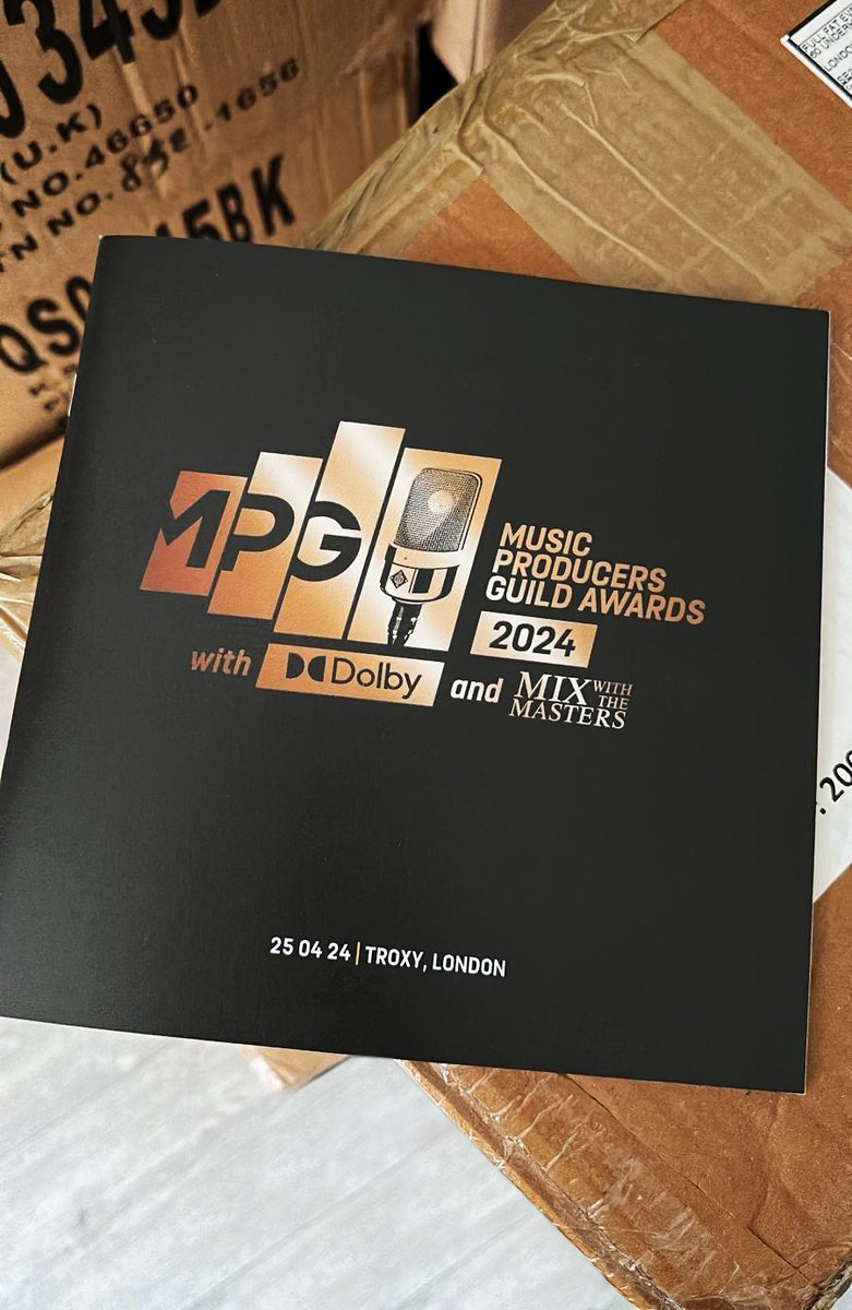 The brochures have arrived at @TroxyLondon for this evening's @ukMPG Awards with @Dolby and @MWTM_Seminars Best of luck to everyone involved, the #MPG, #FullFatEvents and of course, all nominees and pre-announced winners.