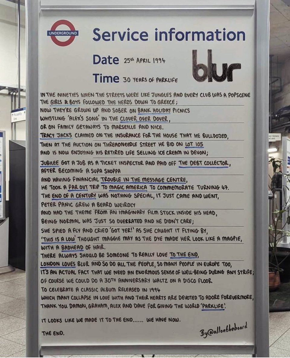 As seen on the London Underground… Happy Birthday #Parklife