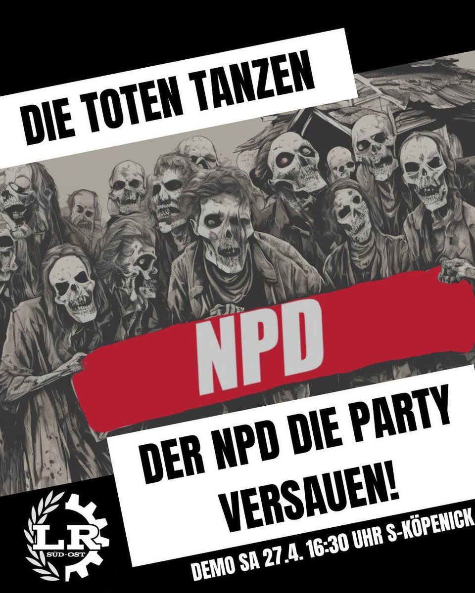 🚩Rein in den (roten) Frühling, raus nach #Köpenick! Lasst uns am Samstag den Faschos der 'Heimat' (ehem. #NPD) die Stirn bieten und das Nazi-Sommerfest im Keim ersticken! Der NPD die Party versauen! Kommt zur Demonstration! 🕙27.04. | 16:30 Uhr 📍S-Bhf Köpenick #B2704 #nonazis