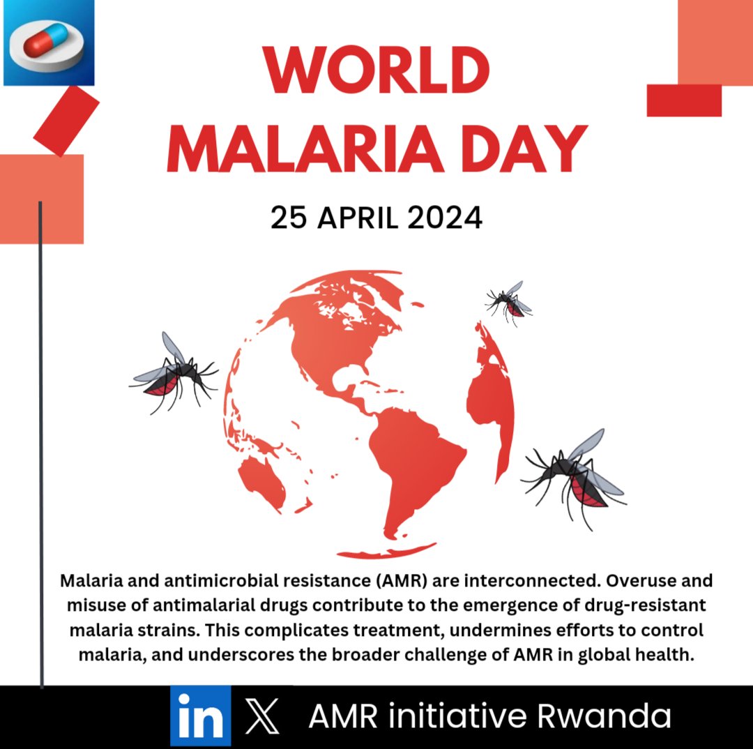 Today, It's #WorldMalariaDay 
What is Antimalarial drug resistance?
It occurs when malaria parasites evolve to withstand drug treatment, compromising its effectiveness.This resistance contributes to the broader issue of #AMR,hindering global efforts to combat #infectiousdiseases