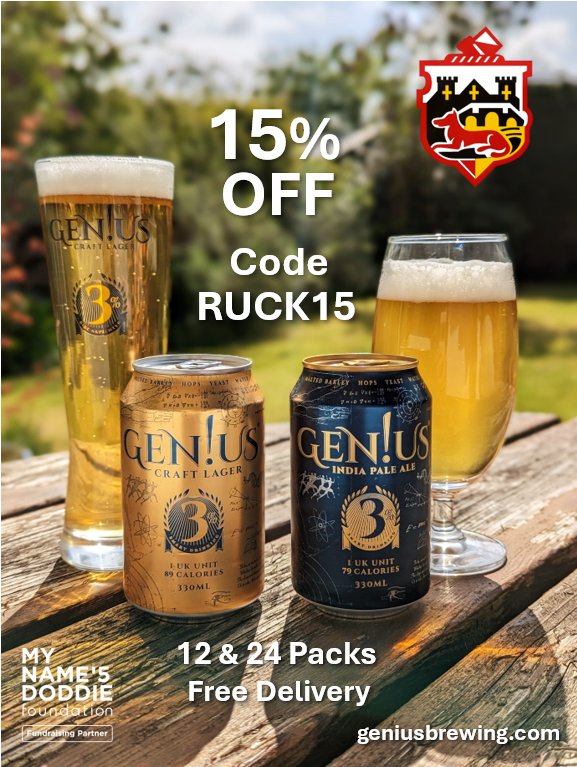 with the sun finally shining Genius Brewing are excited to offer 15% off for county members. use code RUCK 15 at geniusbrewing.com #WeAreCounty #StirlingCounty #Sponsor #ScottishRugby