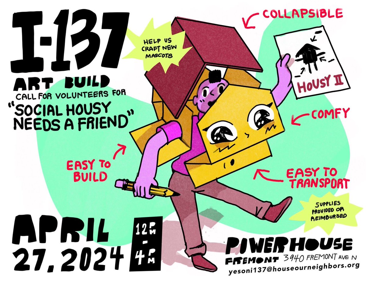 Calling all creatives! We are having a crafting party this Saturday to make some buddies for our dear mascot Housey. Details in the photo, and you can rsvp here: forms.gle/d3xZ2ejtkaPdBK…