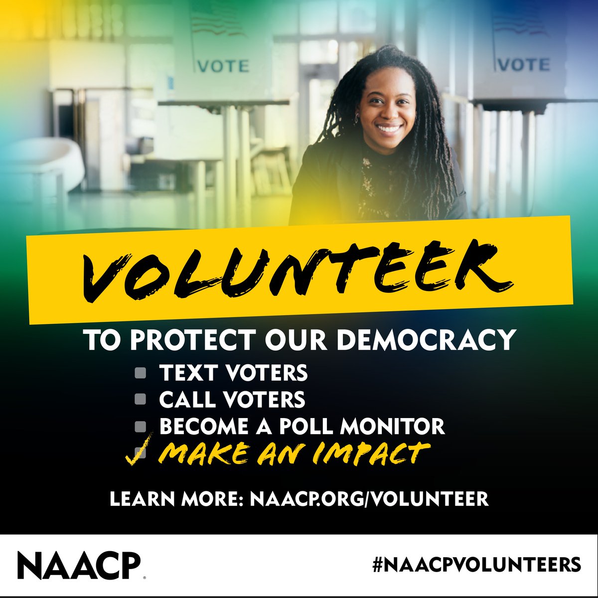 In this critical election year, we're pulling out every tool at our disposal to protect our democracy. Join us in making an impact. Learn more: bit.ly/4b8Qwu9 #VolunteerMonth #NAACPVolunteers