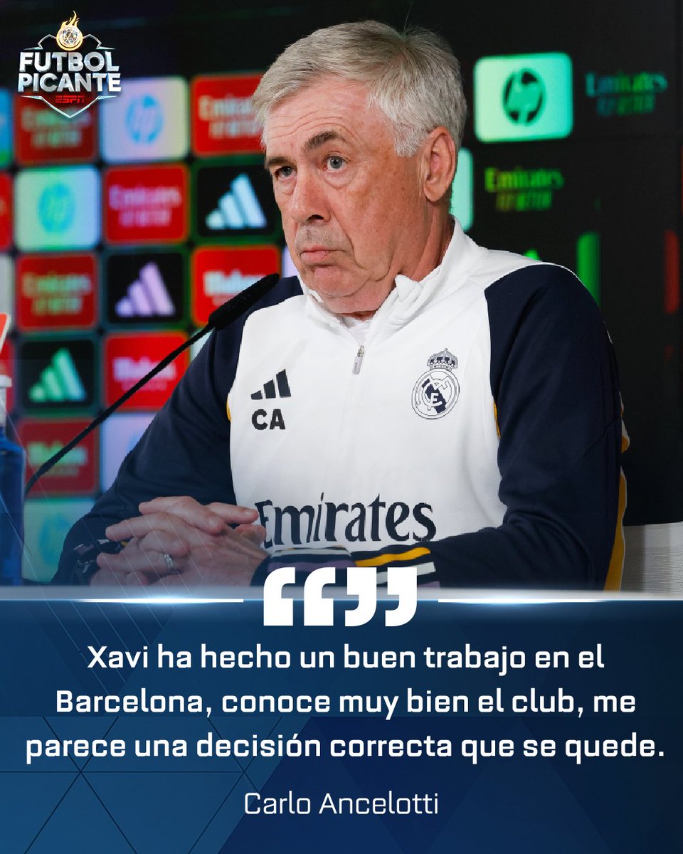 🗣 'Me parece una decisión correcta que se quede' Ancelotti sobre la continuidad de Xavi en el Barcelona 💥