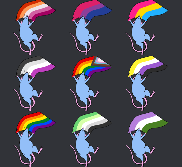 hey all! i was considering starting a pre-order for rat pride pins like the ones below. let me know in the comments if this is something you'd be interested in!