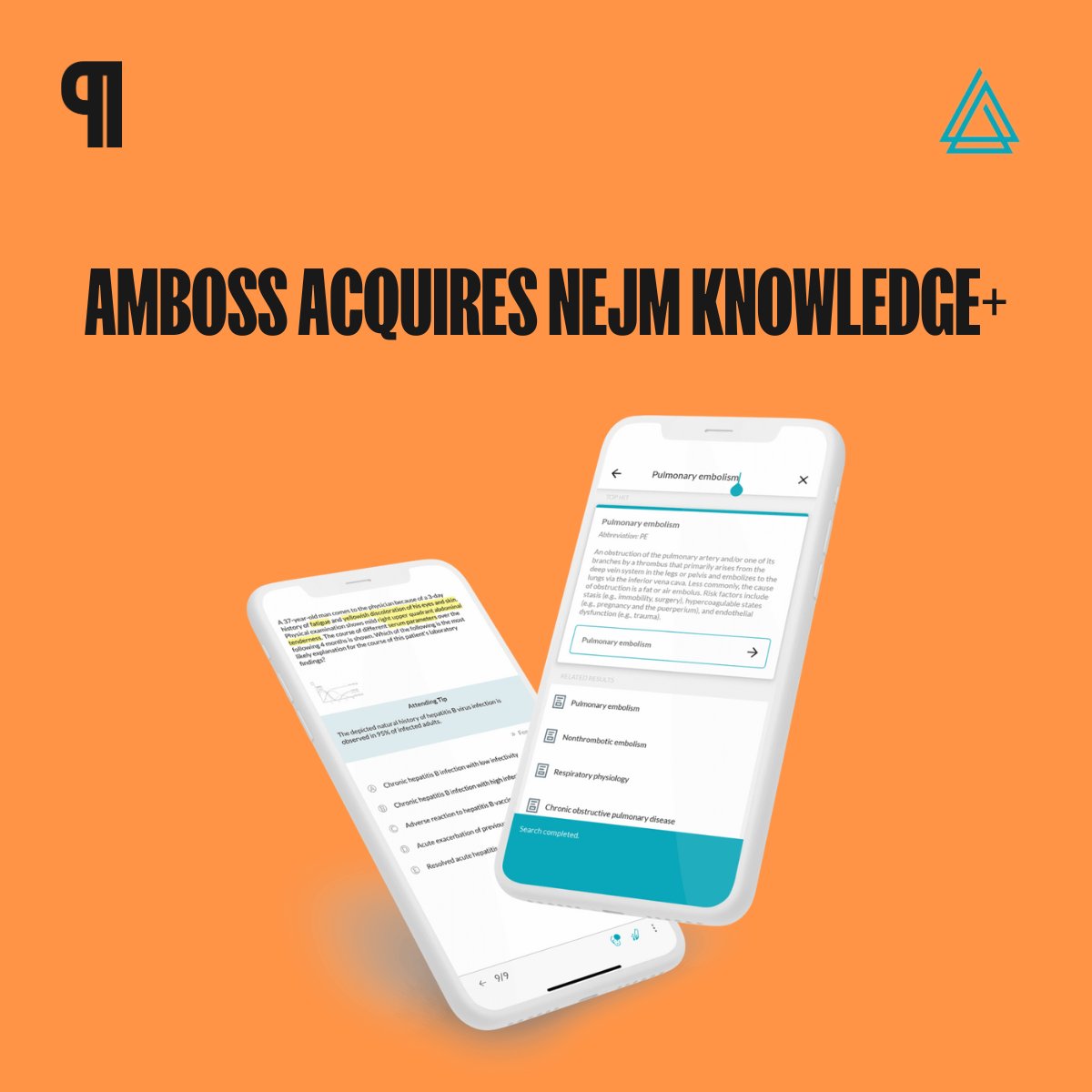 PartechPartners's tweet image. 📢 Announcement time!    

@ambossmed, the go-to clinical resource for residents, has acquired NEJM Knowledge+ from @NEJM.  

Congratulations #AMBOSS! This is a game change for the medical education worldwide🎉