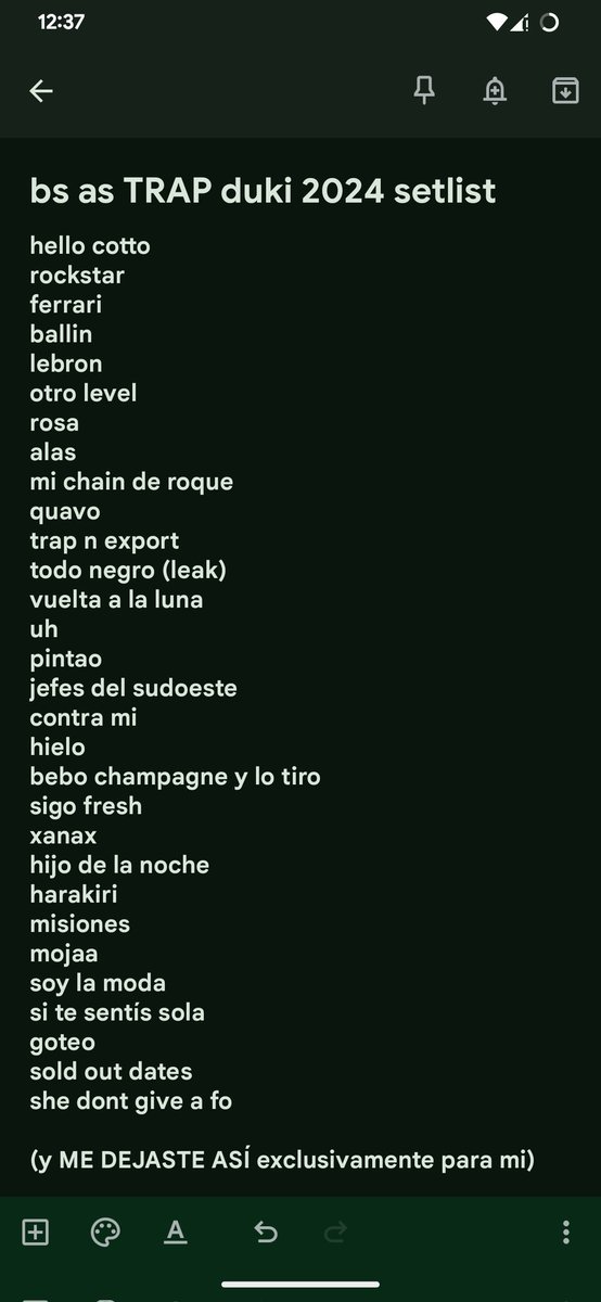 jautarorios's tweet photo. ahora sí, creo yo humildemente, q este tendría q ser el SETLIST OFICIAL de @DukiSSJ para diciembre en el BS AS TRAP https://t.co/O0TgCPSsm4